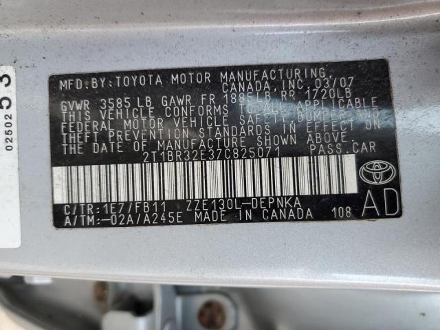 Photo 10 from auction – 2007 TOYOTA COROLLA CE with VIN 2T1BR32E37C825071