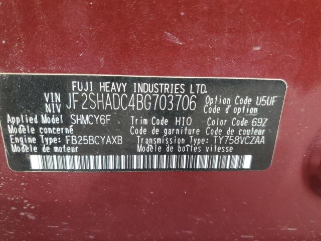Photo 10 from auction – 2011 SUBARU FORESTER 2 with VIN JF2SHADC4BG703706