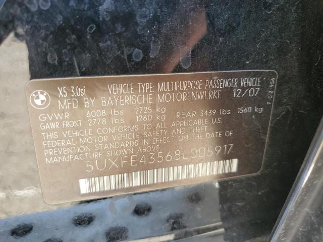Photo 10 from auction – 2008 BMW X5 3.0I with VIN 5UXFE43568L005917