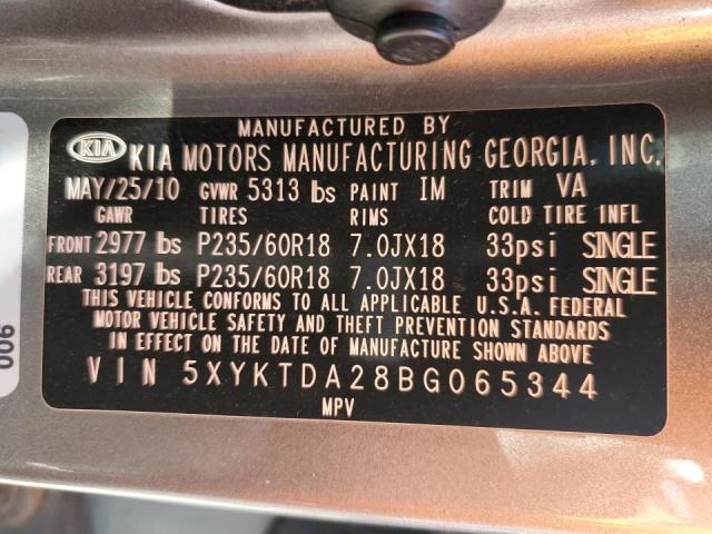 Photo 10 from auction – 2011 KIA SORENTO BA with VIN 5XYKTDA28BG065344