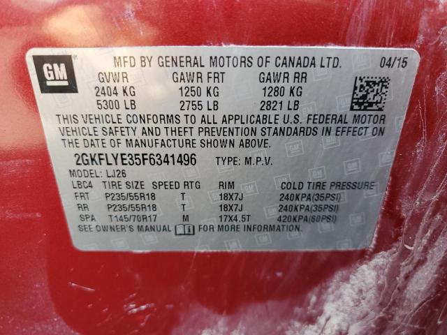 Photo 10 from auction – 2015 GMC TERRAIN SL with VIN 2GKFLYE35F6341496