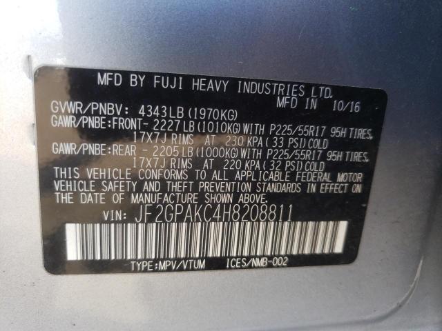 Photo 10 from auction – 2017 SUBARU CROSSTREK with VIN JF2GPAKC4H8208811