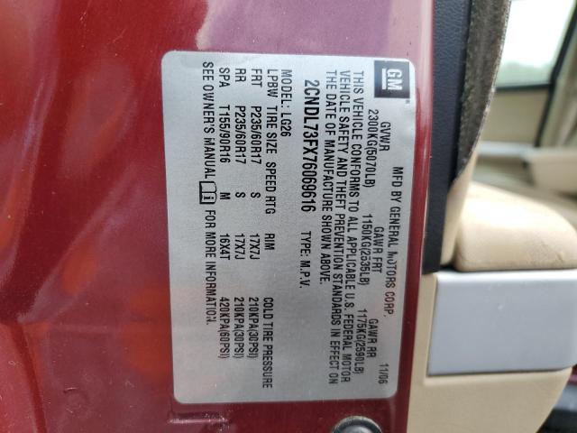 Photo 10 from auction – 2007 CHEVROLET EQUINOX LT with VIN 2CNDL73FX76069616