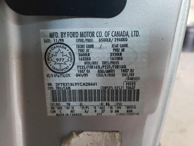 Photo 10 from auction – 2000 FORD F150 with VIN 2FTRX18L9YCA28441