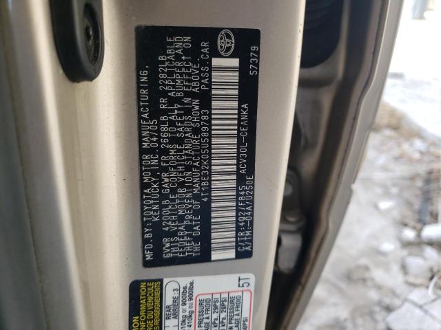 Photo 10 from auction – 2005 TOYOTA CAMRY LE with VIN 4T1BE32K05U589783