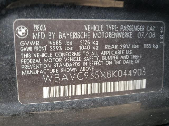 Photo 10 from auction – 2008 BMW 328 XI with VIN WBAVC935X8K044903