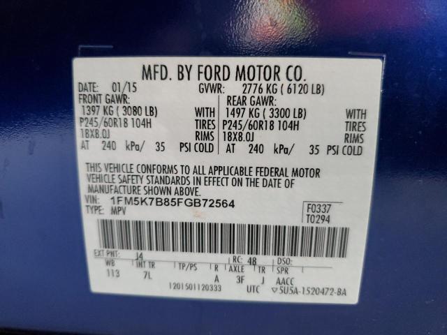 Photo 10 from auction – 2015 FORD EXPLORER with VIN 1FM5K7B85FGB72564