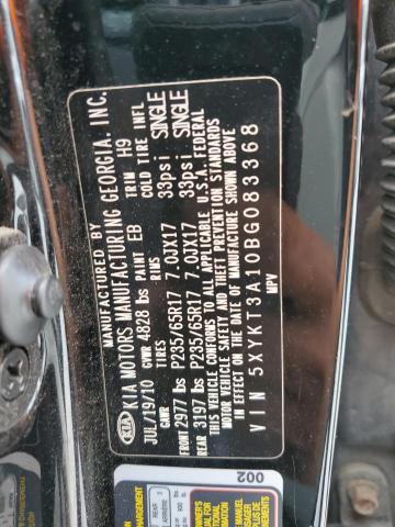 Photo 10 from auction – 2011 KIA SORENTO BA with VIN 5XYKT3A10BG083368