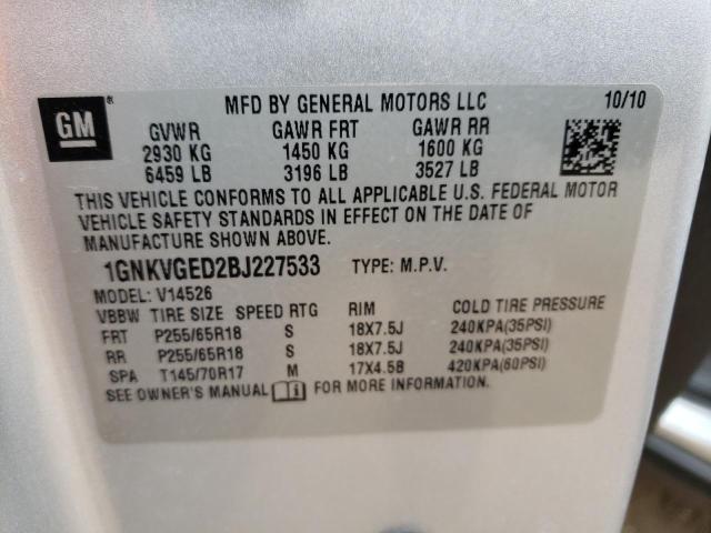 Photo 10 from auction – 2011 CHEVROLET TRAVERSE L with VIN 1GNKVGED2BJ227533