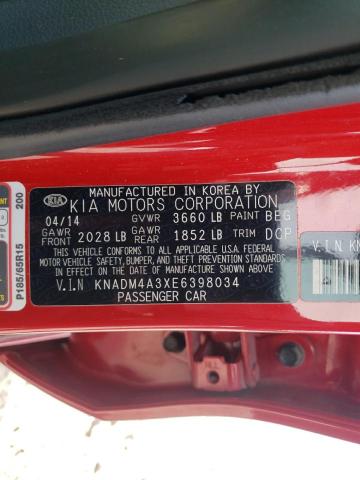 Photo 10 from auction – 2014 KIA RIO LX with VIN KNADM4A3XE6398034
