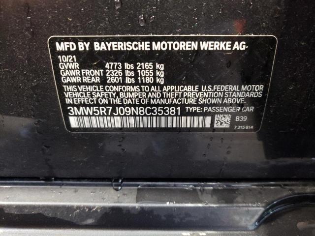 Photo 10 from auction – 2022 BMW 330XI with VIN 3MW5R7J09N8C35381