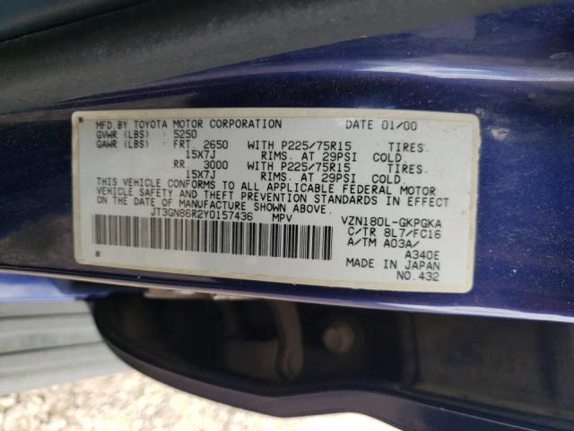 Photo 10 from auction – 2000 TOYOTA 4RUNNER SR with VIN JT3GN86R2Y0157436
