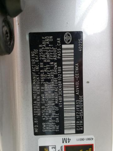 Photo 10 from auction – 2011 TOYOTA CAMRY BASE with VIN 4T4BF3EK4BR102188