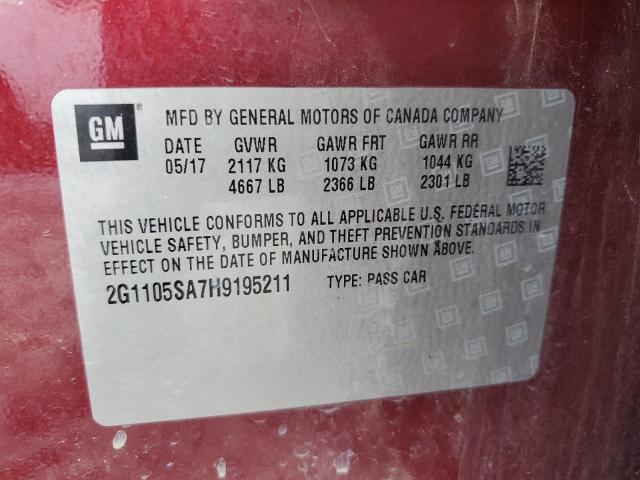 Photo 10 from auction – 2017 CHEVROLET IMPALA LT with VIN 2G1105SA7H9195211