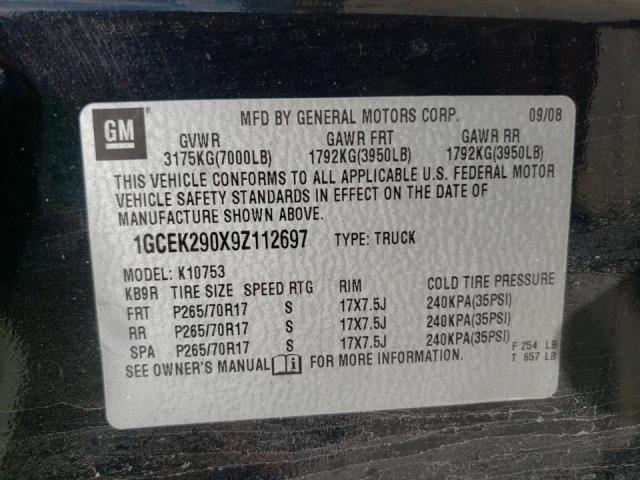 Photo 10 from auction – 2009 CHEVROLET SILVERADO with VIN 1GCEK290X9Z112697