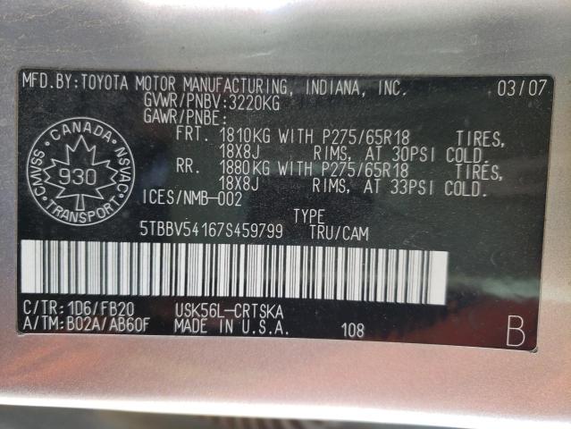 Photo 10 from auction – 2007 TOYOTA TUNDRA DOU with VIN 5TBBV54167S459799