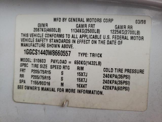Photo 10 from auction – 1998 ISUZU HOMBRE with VIN 1GGCS1440W8660557