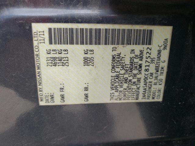 Photo 10 from auction – 2012 NISSAN MAXIMA with VIN 1N4AA5AP0CC817522