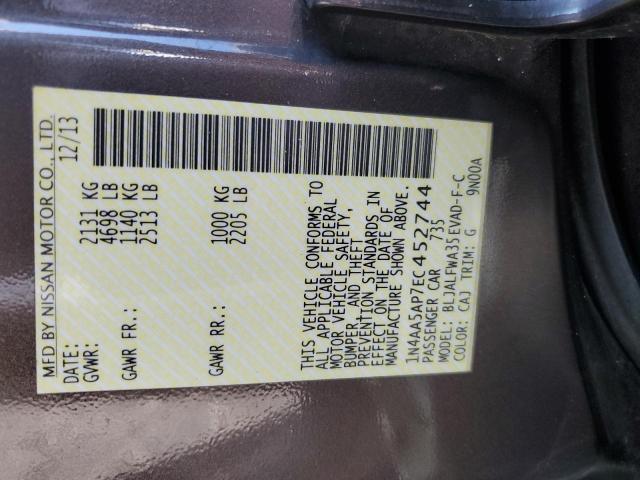Photo 10 from auction – 2014 NISSAN MAXIMA S with VIN 1N4AA5AP7EC452744