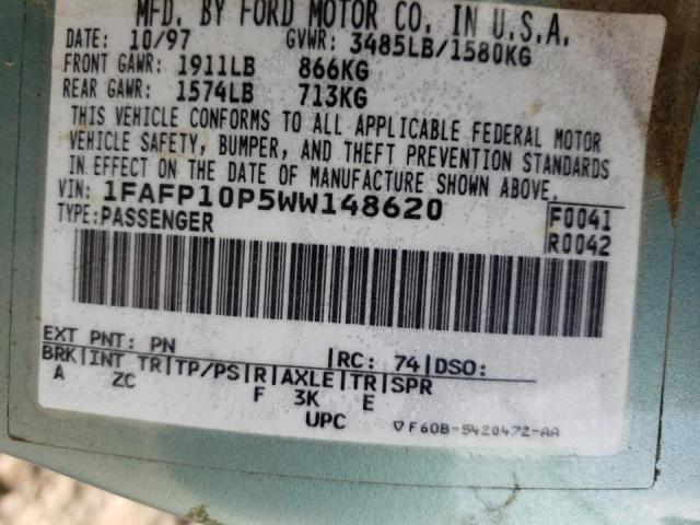 Photo 10 from auction – 1998 FORD ESCORT with VIN 1FAFP10P5WW148620