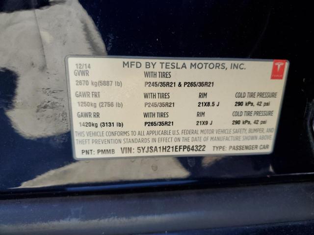 Photo 10 from auction – 2014 TESLA MODEL S with VIN 5YJSA1H21EFP64322