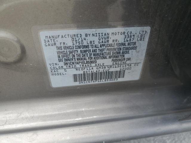 Photo 10 from auction – 2014 NISSAN VERSA with VIN 3N1CN7AP1EL853023