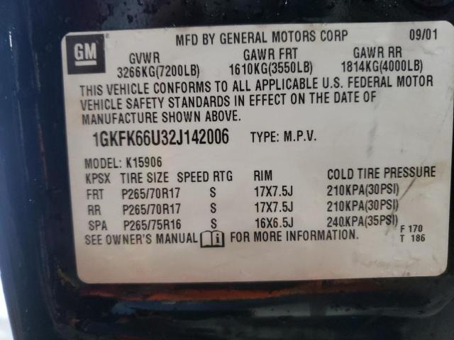 Photo 10 from auction – 2002 GMC DENALI XL with VIN 1GKFK66U32J142006