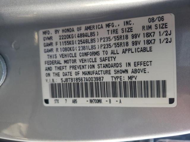 Photo 10 from auction – 2007 ACURA RDX TECHNO with VIN 5J8TB18567A003987