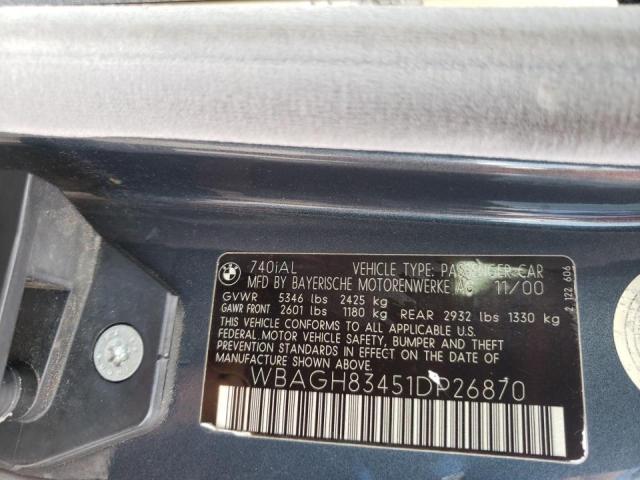 Photo 10 from auction – 2001 BMW 740 IL with VIN WBAGH83451DP26870