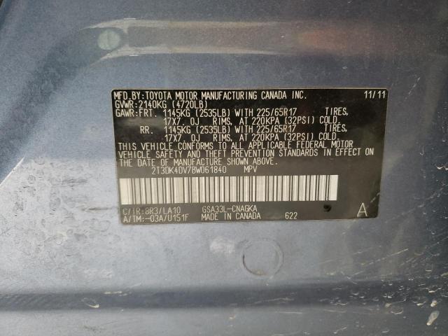 Photo 10 from auction – 2011 TOYOTA RAV4 LIMIT with VIN 2T3DK4DV7BW061840