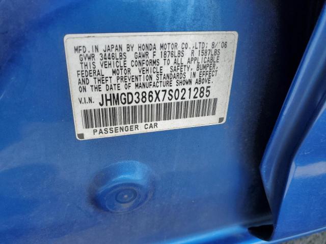 Photo 10 from auction – 2007 HONDA FIT S with VIN JHMGD386X7S021285