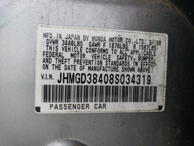 Photo 10 from auction – 2008 HONDA FIT with VIN JHMGD38408S034319