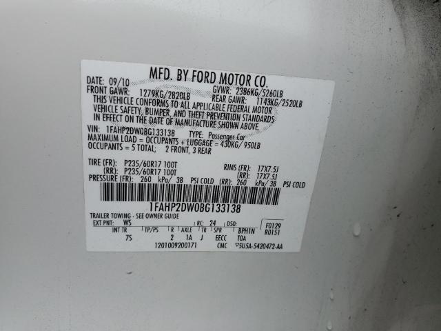 Photo 10 from auction – 2011 FORD TAURUS SE with VIN 1FAHP2DW0BG133138