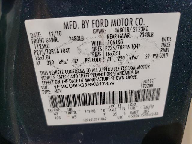 Photo 10 from auction – 2011 FORD ESCAPE XLT with VIN 1FMCU9DG3BKB17359