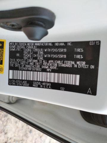 Photo 10 from auction – 2015 TOYOTA HIGHLANDER with VIN 5TDYKRFH8FS078692