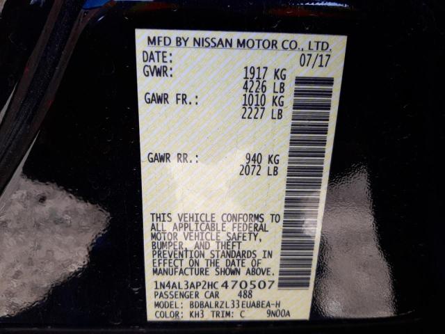 Photo 10 from auction – 2017 NISSAN ALTIMA 2.5 with VIN 1N4AL3AP2HC470507
