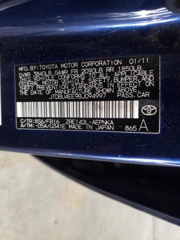 Photo 10 from auction – 2011 TOYOTA COROLLA BA with VIN JTDBU4EE9BJ094997