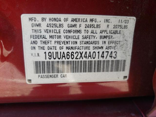 Photo 10 from auction – 2004 ACURA TL with VIN 19UUA662X4A014743