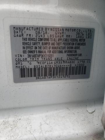 Photo 10 from auction – 2019 NISSAN SENTRA with VIN 3N1AB7AP3KY219291