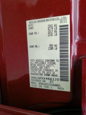 Photo 10 from auction – 2012 NISSAN ALTIMA BAS with VIN 1N4AL2AP3CN466120