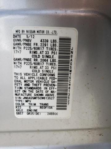 Photo 10 from auction – 2012 NISSAN ROGUE S with VIN JN8AS5MT5CW613527