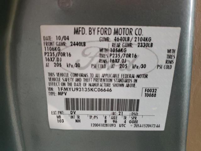 Photo 10 from auction – 2005 FORD ESCAPE XLT with VIN 1FMYU93135KC06646