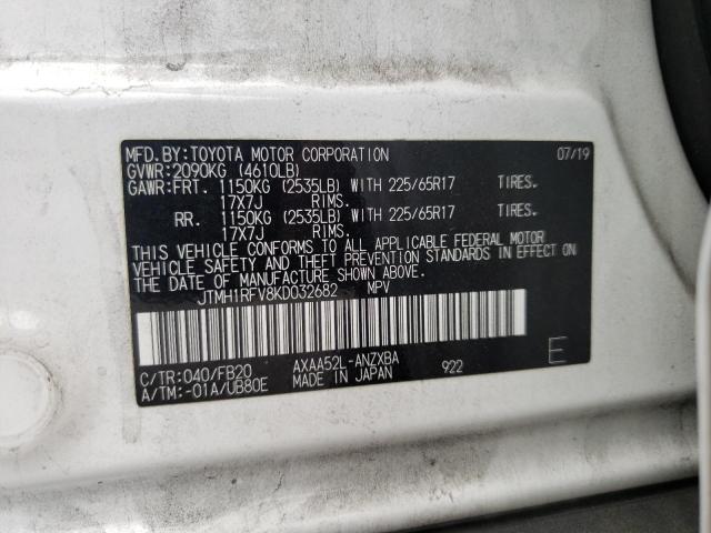 Photo 10 from auction – 2019 TOYOTA RAV4 LE with VIN JTMH1RFV8KD032682