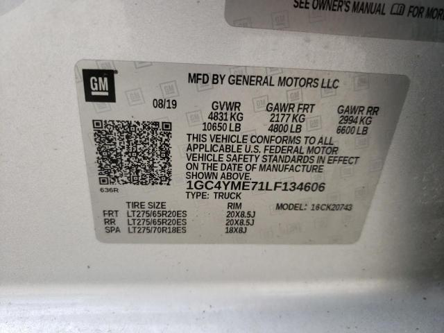 Photo 10 from auction – 2020 CHEVROLET SILVERADO with VIN 1GC4YME71LF134606