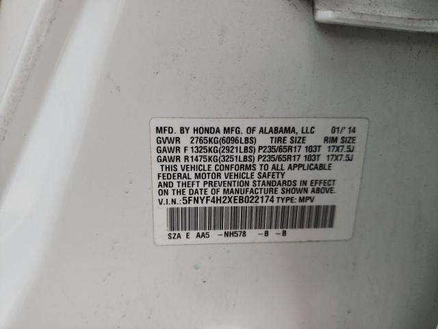 Zdjęcie 10 z aukcji – 2014 HONDA PILOT LX z VIN 5FNYF4H2XEB022174