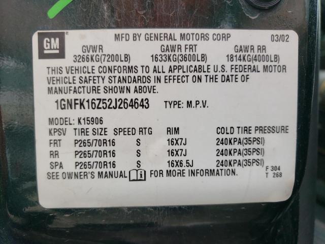 Photo 10 from auction – 2002 CHEVROLET SUBURBAN K with VIN 1GNFK16Z52J264643