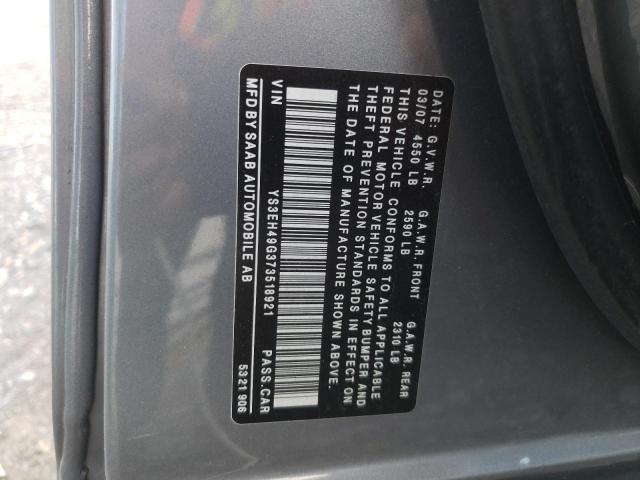 Photo 10 from auction – 2007 SAAB 9-5 AERO with VIN YS3EH49G373518921