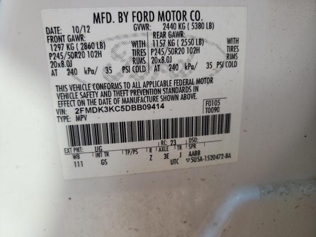 Photo 10 from auction – 2013 FORD EDGE LIMIT with VIN 2FMDK3KC5DBB09414