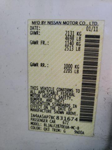 Photo 10 from auction – 2011 NISSAN MAXIMA S with VIN 1N4AA5AP7BC831674