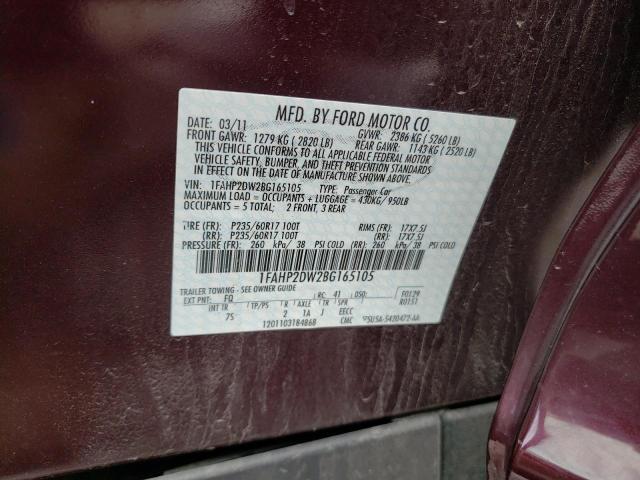 Photo 10 from auction – 2011 FORD TAURUS SE with VIN 1FAHP2DW2BG165105